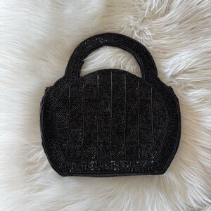 Elegant Black Beaded Handbag
